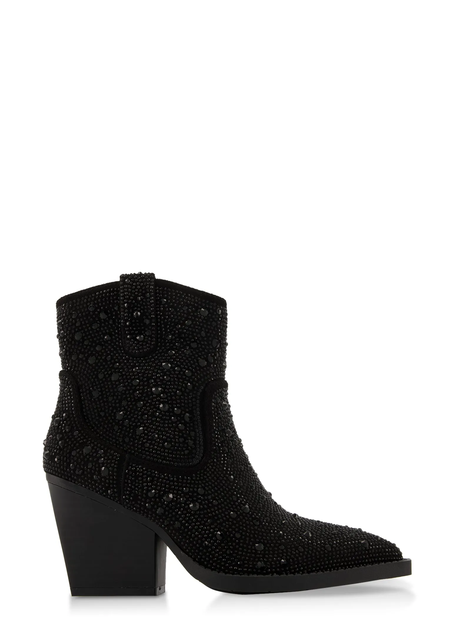 Black Crystal Rhinestone Festival Ankle Boots