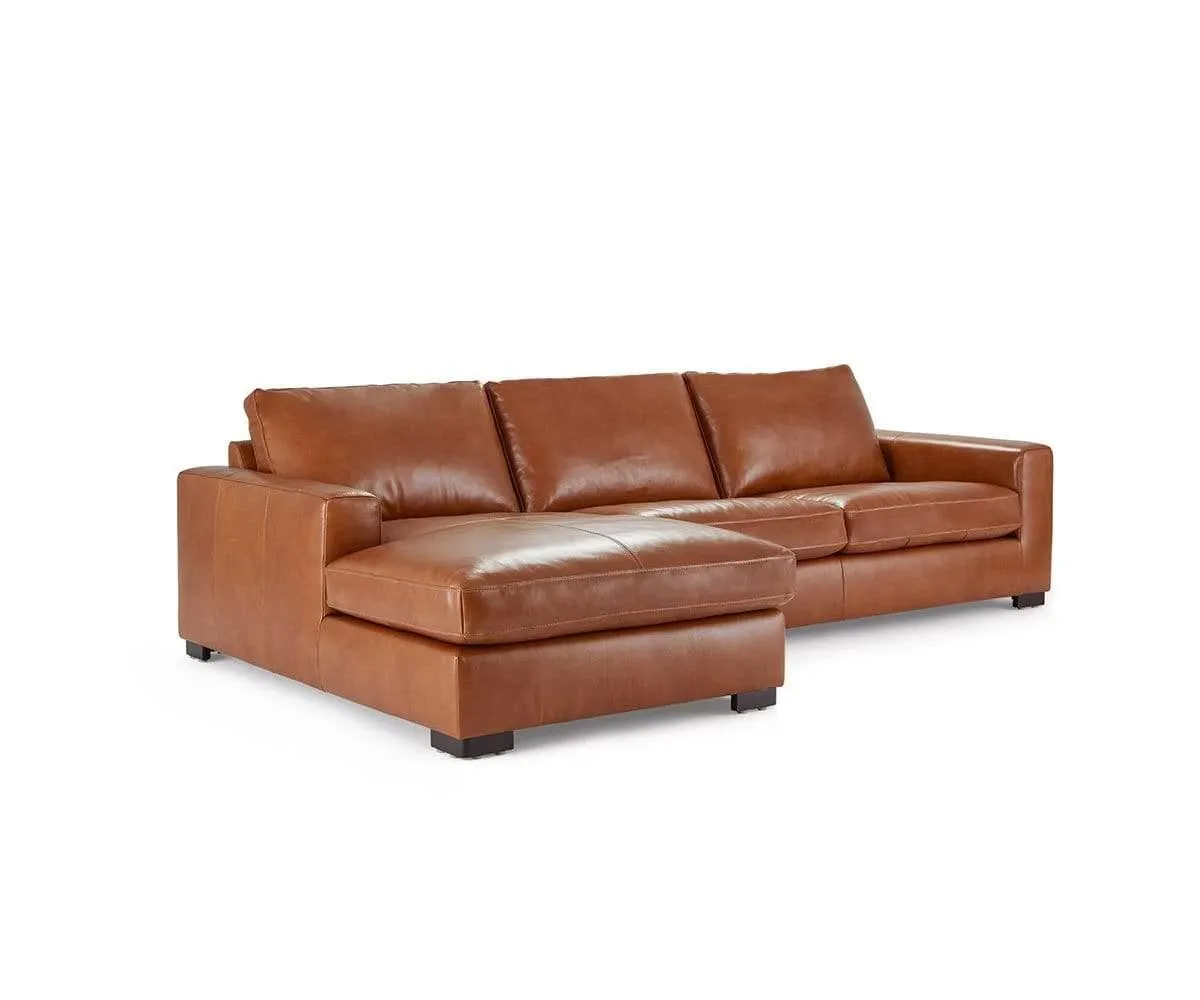 Braxten Leather Left Chaise Sectional