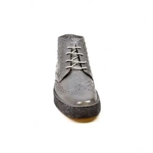 British Walkers Playboy Wingtips Limited Edition Men's Gray Ostrich Leather High Top Boots