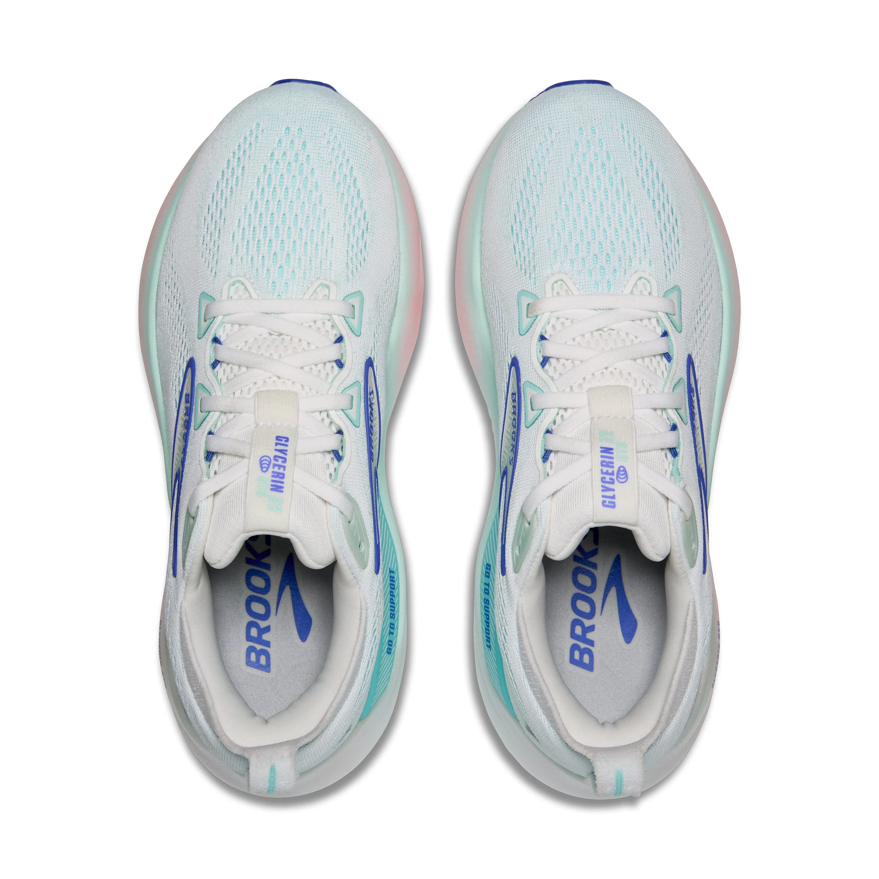 Brooks | Glycerin GTS 22 | Women's | White/Limpet Shell/Amparo Blue