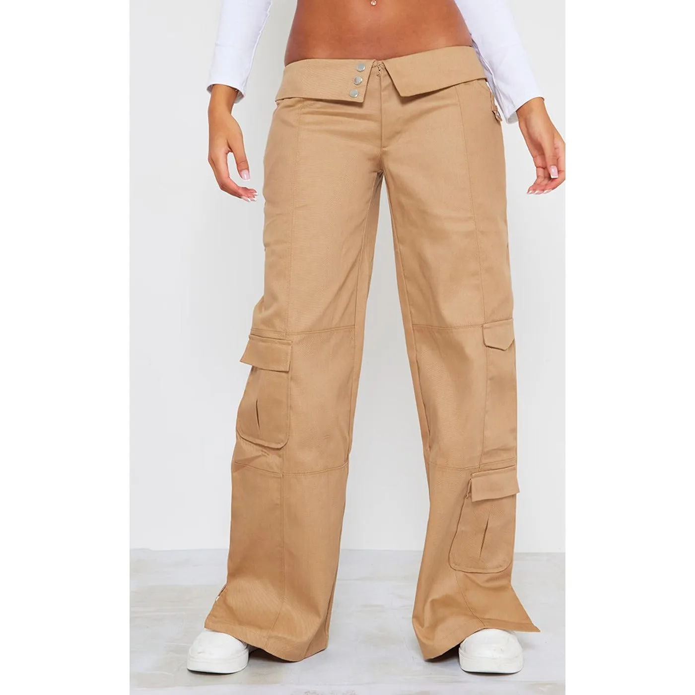 Camel Fold Over Front Straight Leg Cargos