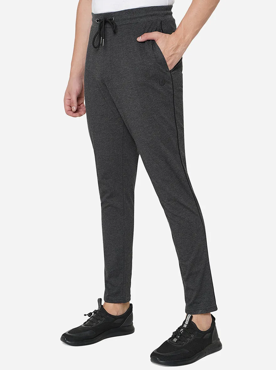 Charcoal Grey Solid Regular Fit Track Pant | Greenfibre