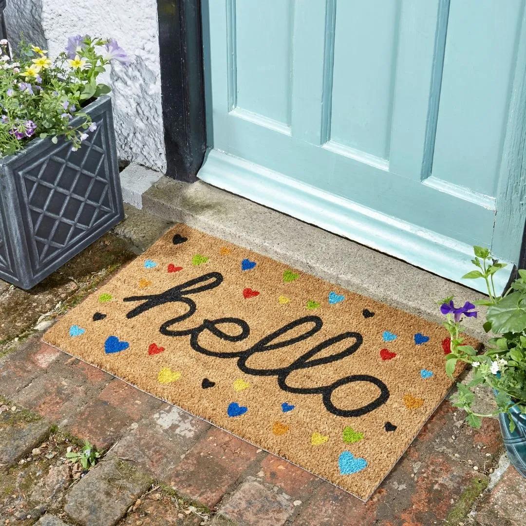 Coir Door Mat Hello 45 x 75cm