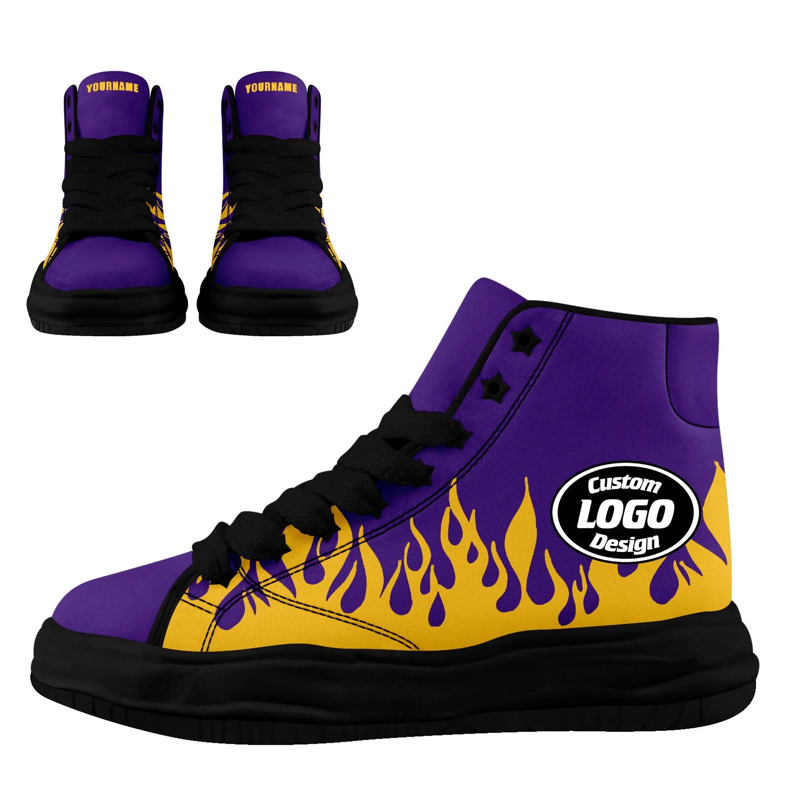 Custom Purple Yellow Minnesota Firesoul Shoes Personalized Sneaker FN039-D020272-17