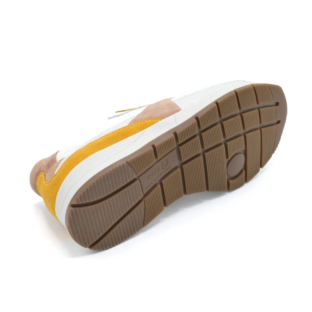 DB Diss - Ladies Extra Wide Trainer - 6V (6E-8E) Fitting - White/Mustard