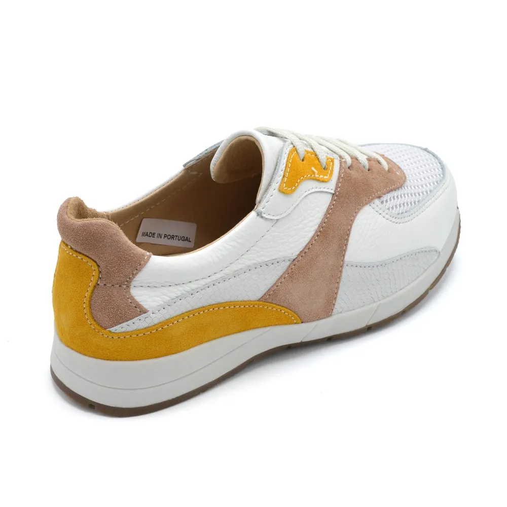 DB Diss - Ladies Extra Wide Trainer - 6V (6E-8E) Fitting - White/Mustard