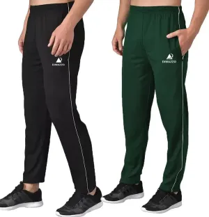 Diwazzo Solid Men Dark Green, Black Track Pants(pack of 2)