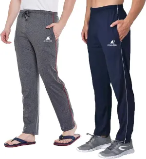 Diwazzo Solid Men Grey, Dark Blue Track Pants(pack of 2)