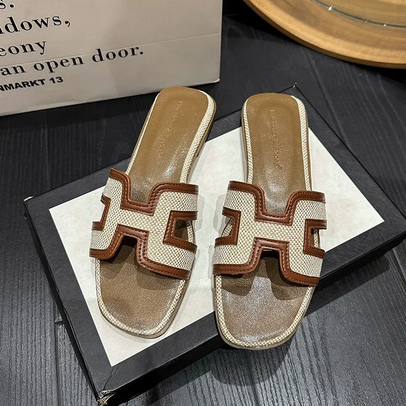 DUNNMALL  Fashion Brand AIMA Sandals Women's  Summer New H-Shaped Surface Slippers Wet Outdoor Beach Shoes Half Slippers