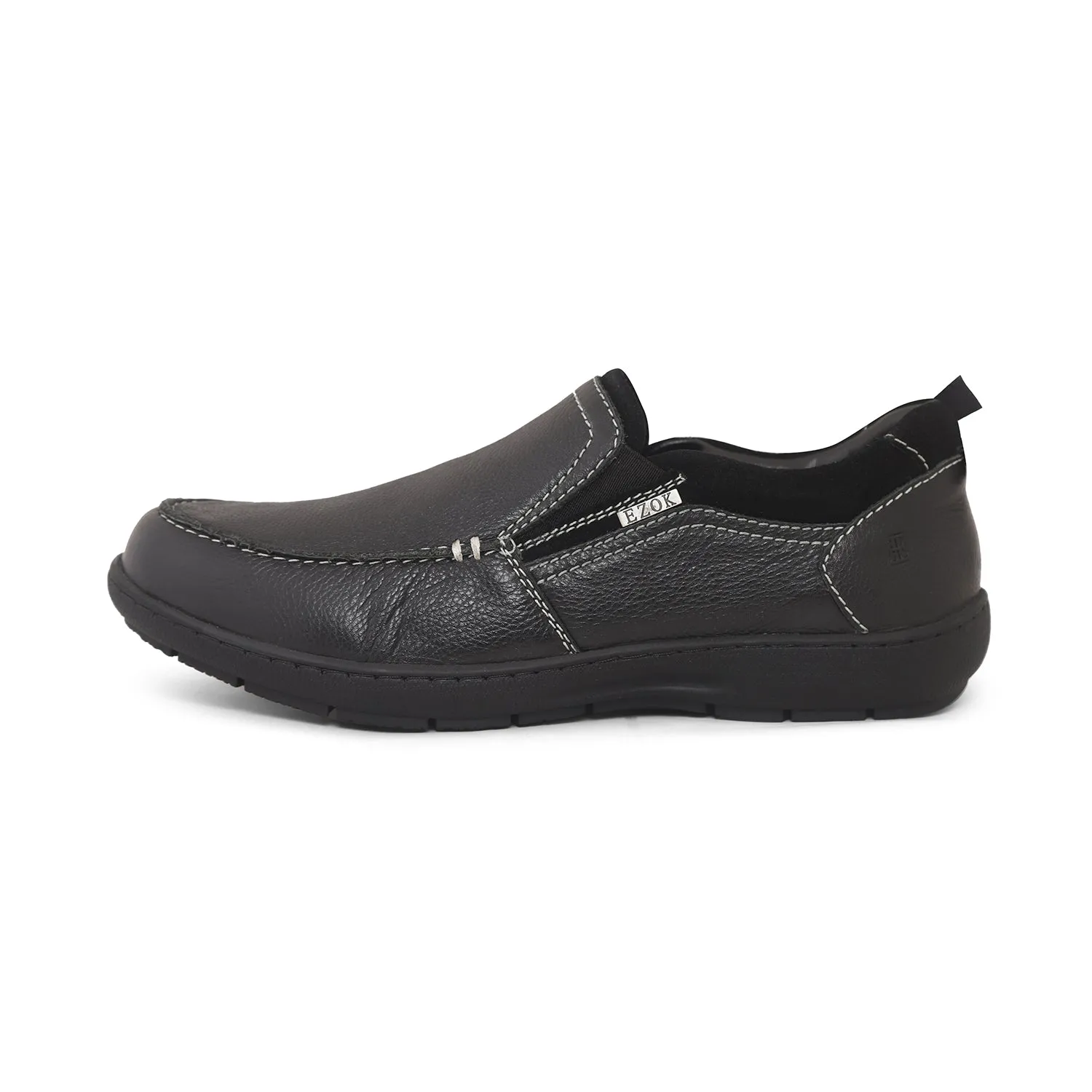 Ezok Men Black Leather Slipon Shoes