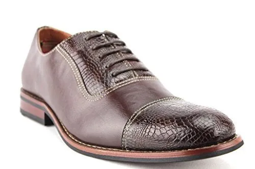 Ferro Aldo Men's 19509L Faux Gator Cap Toe Balmoral Oxfords Dress Shoes