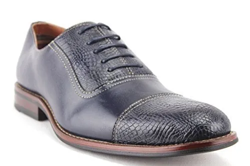 Ferro Aldo Men's 19509L Faux Gator Cap Toe Balmoral Oxfords Dress Shoes