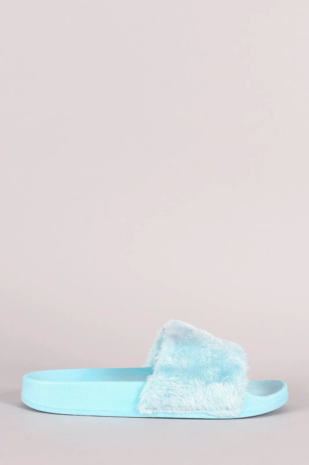 Fur Open Toe Slide Sandal