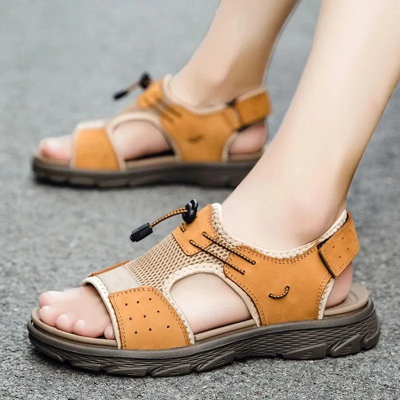 FZ137 Men's Outdoor Microfiber Leather Sandals Casual Shoes