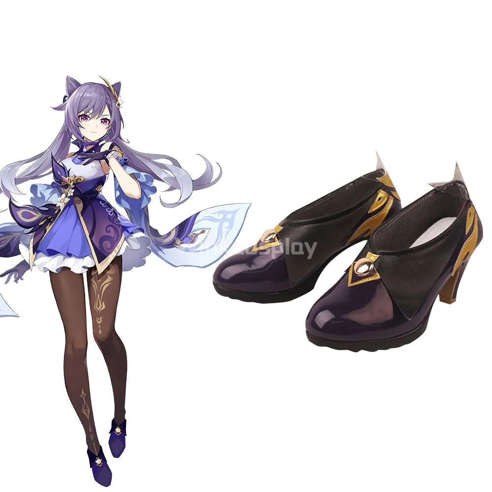 Genshin Impact Keqing Purple Cosplay Shoes