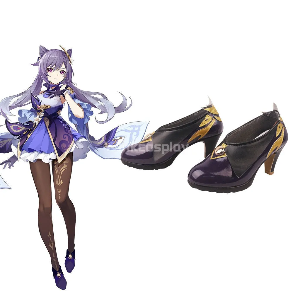 Genshin Impact Keqing Purple Cosplay Shoes