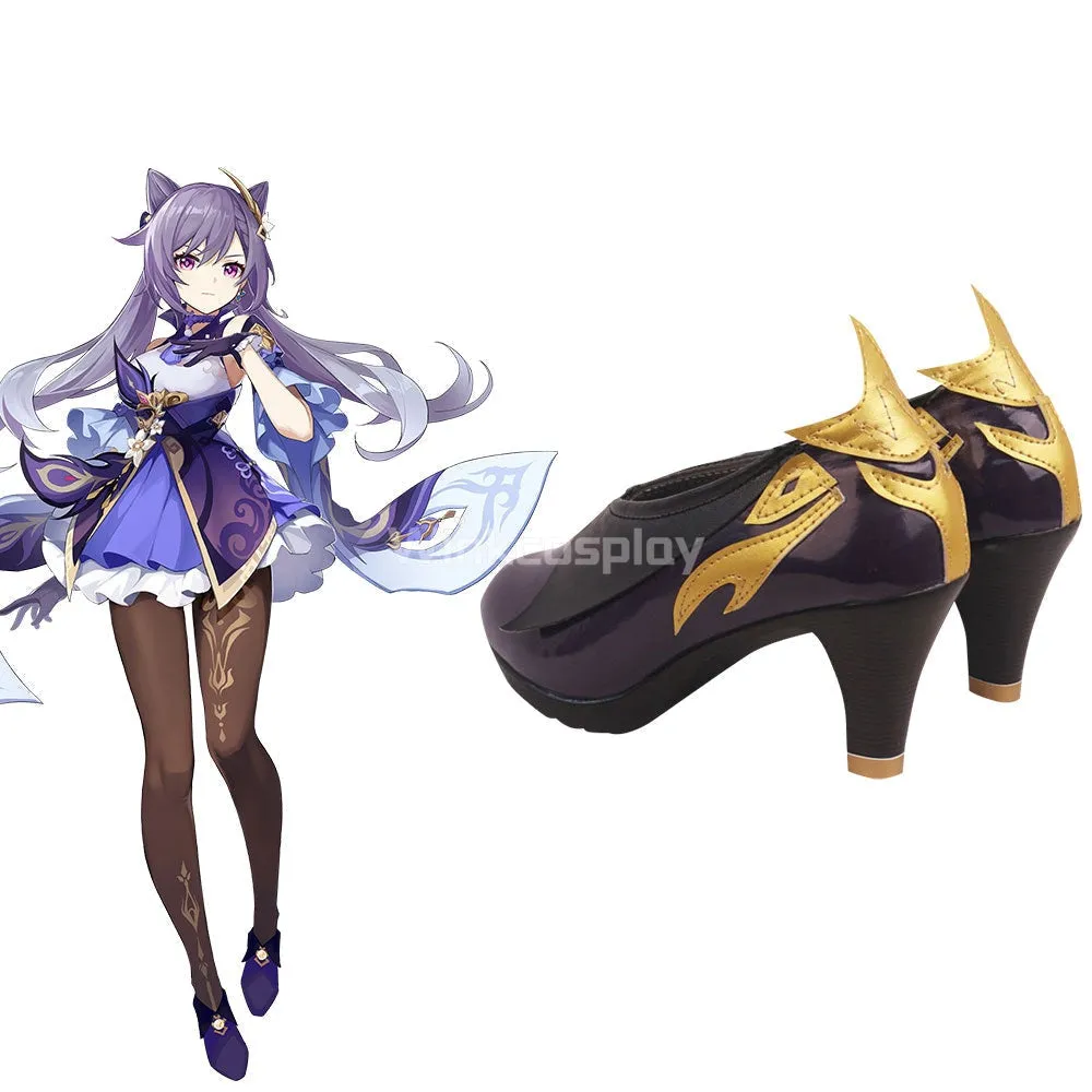 Genshin Impact Keqing Purple Cosplay Shoes