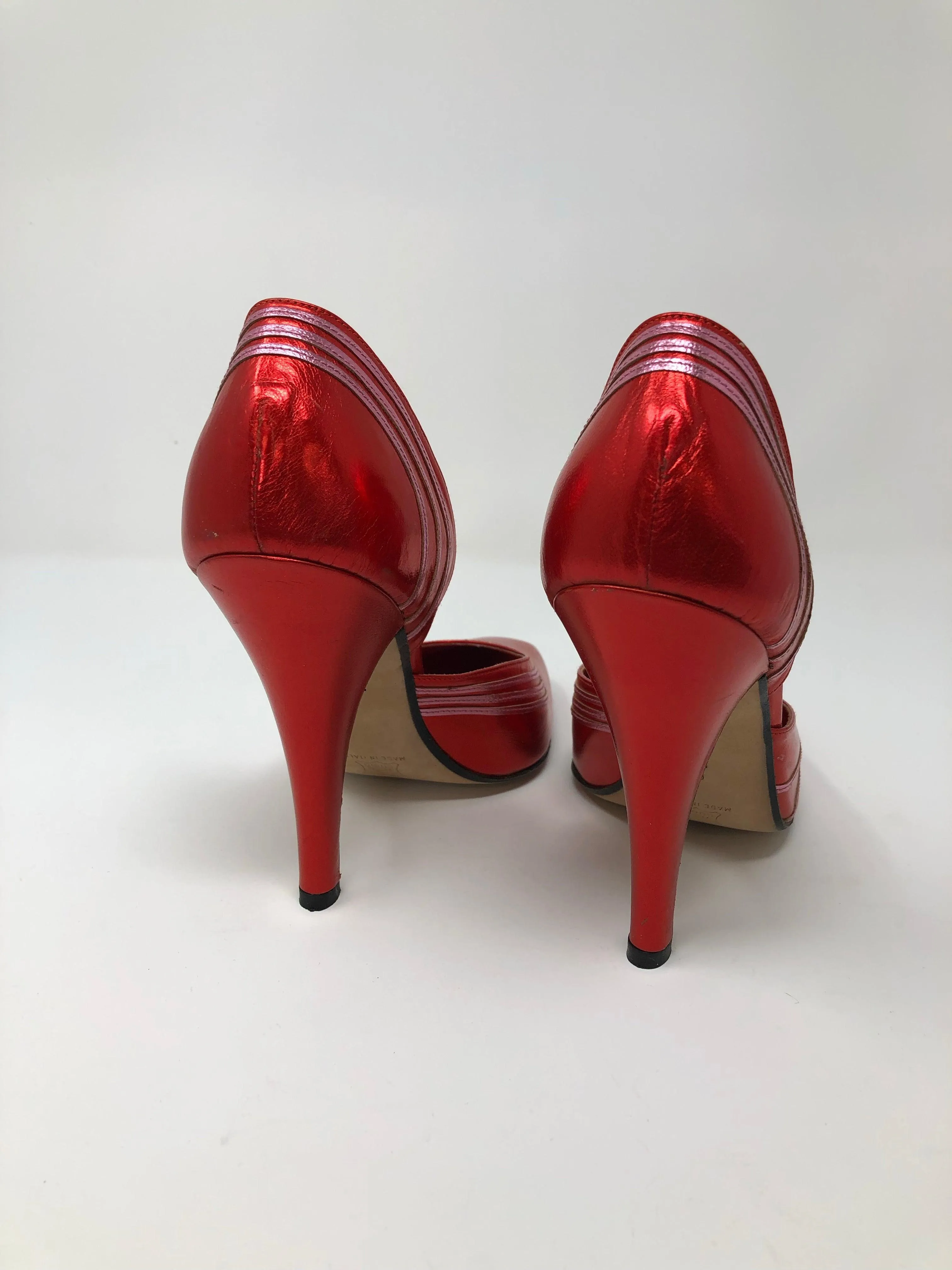 Givenchy Vintage Metallic Red Leather Shoes Size 6M (UK4)