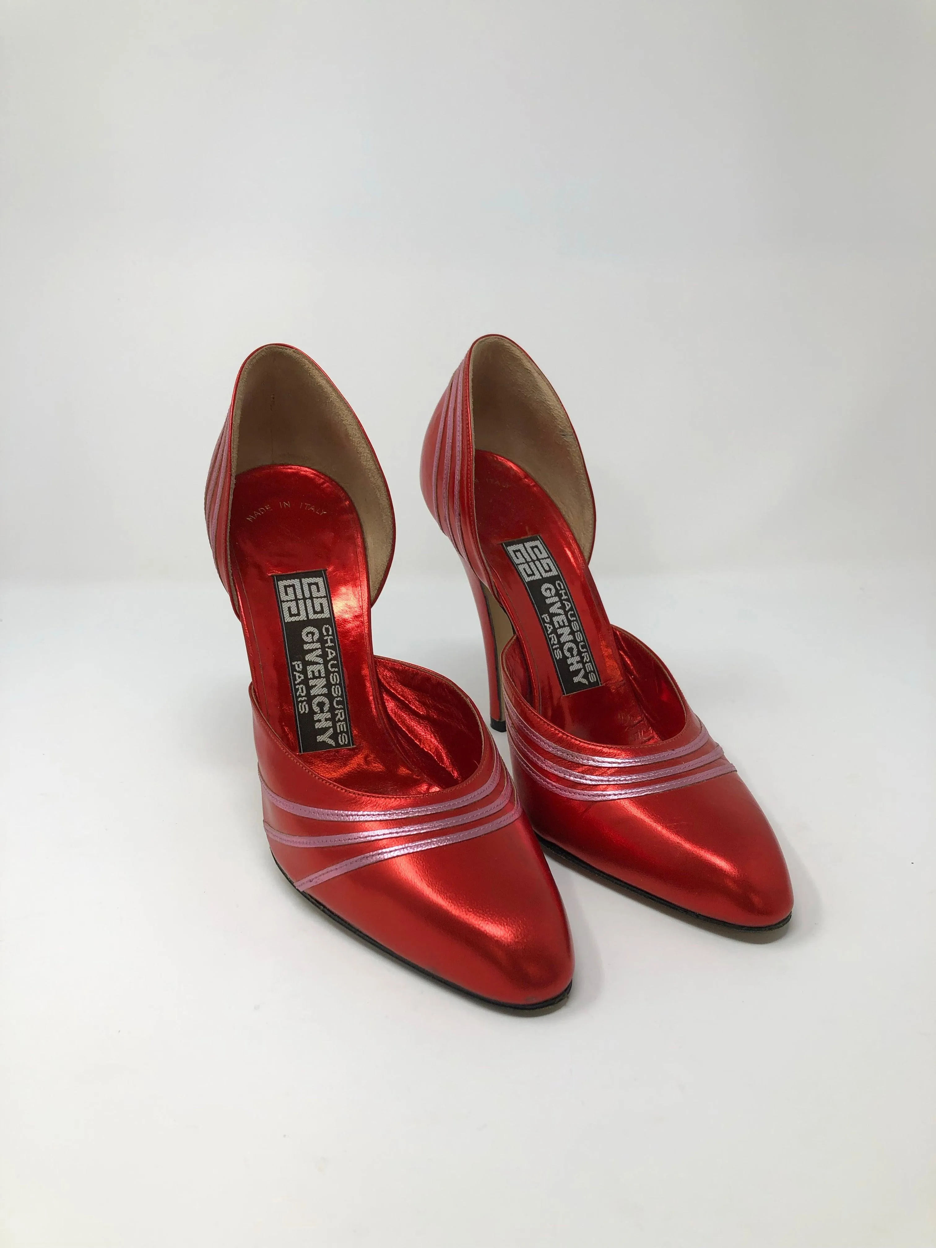 Givenchy Vintage Metallic Red Leather Shoes Size 6M (UK4)