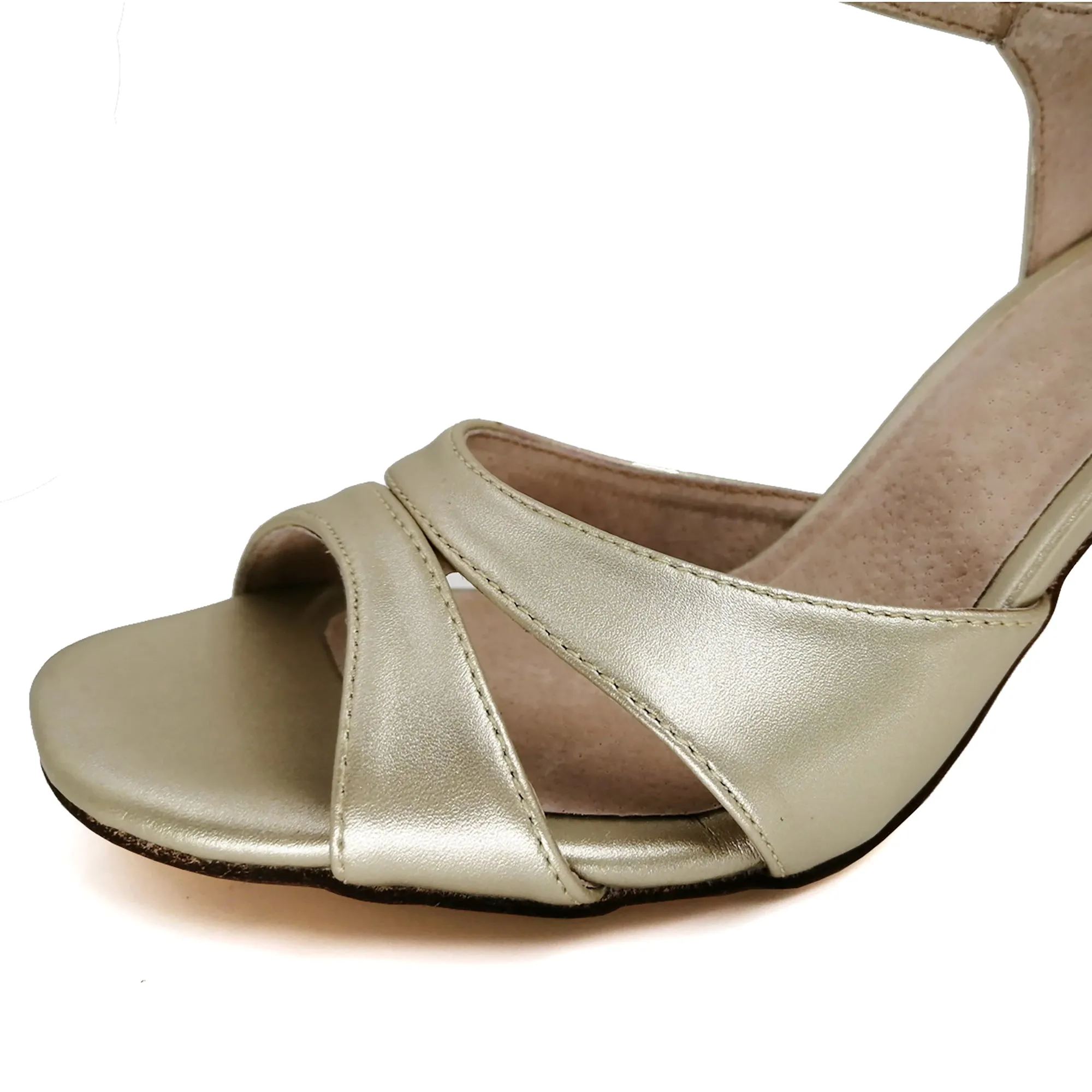 Gold Tango Shoes for Dancing High Heel Dance Sandals Leather Sole