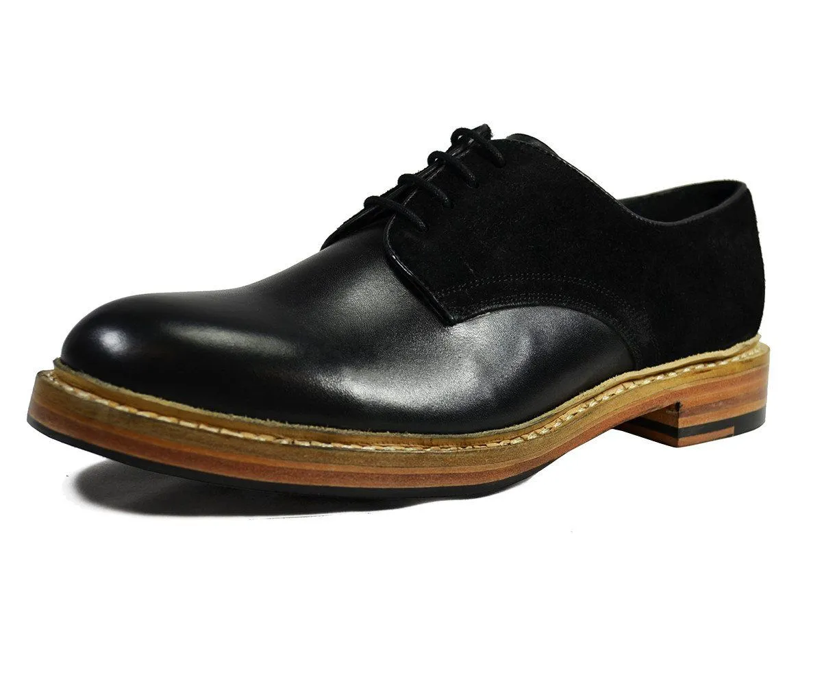 HARVARD Black Nappa and Suede Leather Darby