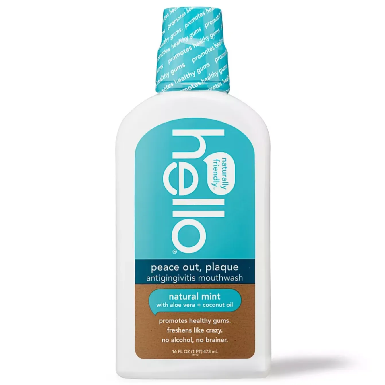 Hello Peace Out Plaque Alcohol-Free and Vegan Mouthwash, 16 fl oz