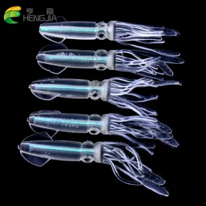 HENGJIA 8g 9cm 5pcs/bag Squid Jigs with Color Tube Silicone Fishing lure Soft Baits Fishing Tackle Set Artificial Bait sea lure