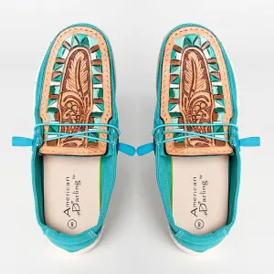 Hey Tooled Moccasin Tan/Turquoise