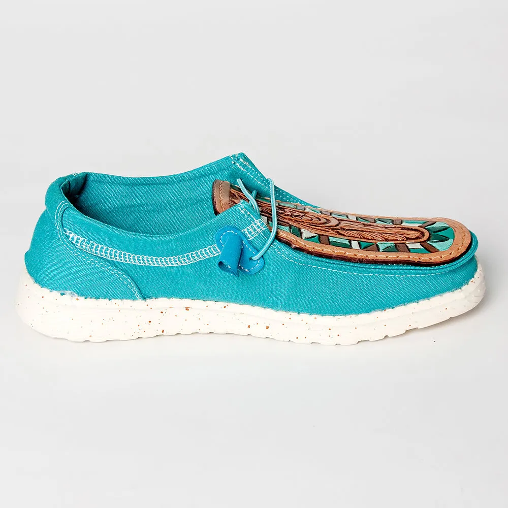 Hey Tooled Moccasin Tan/Turquoise