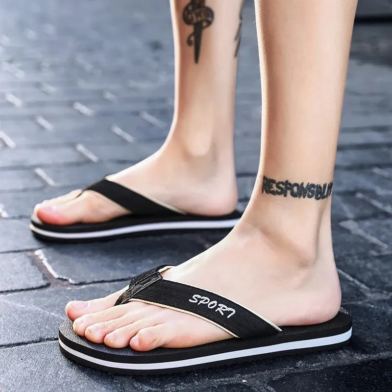 Hnzxzm 2024 Stylish Men Casual Sandals Flip Flops Soft Adult Comfortable Outdoor Walking Shoes Water Slides Slippers