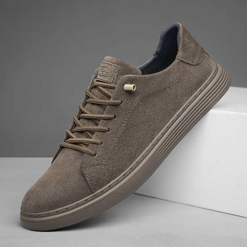 Hnzxzm High Quality Brown Suede Leather Shoes Men's Casual Shoes Women's Jogging Shoes Lace Up Soft Sole Sports Shoes Big Size: 36-47