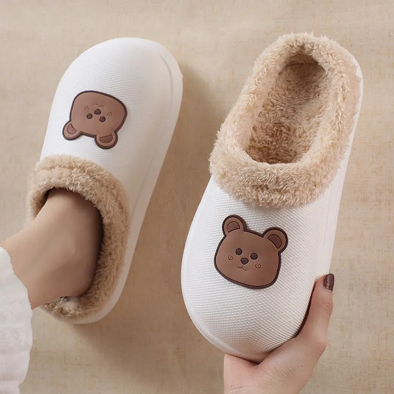 Hnzxzm Women Winter Waterproof Cartoon Comfotable Slippers WarmNon-Slip Plush Cotton Home Heel Suitable  Indoor and Outdoor