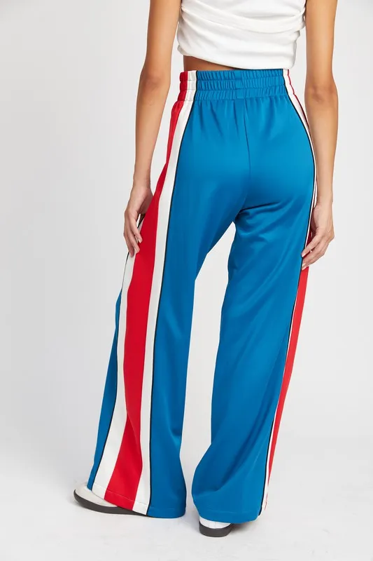 Hot Girl Colorblock Track Pants In Blue