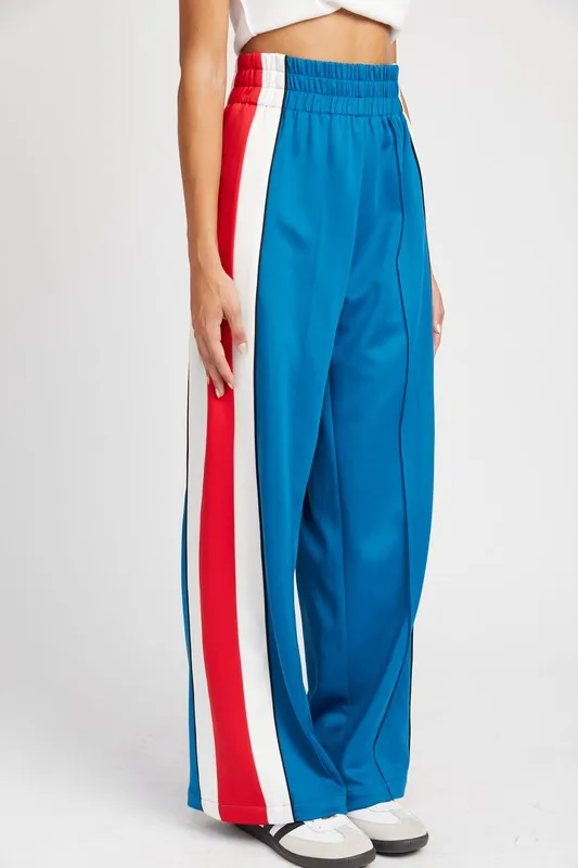 Hot Girl Colorblock Track Pants In Blue