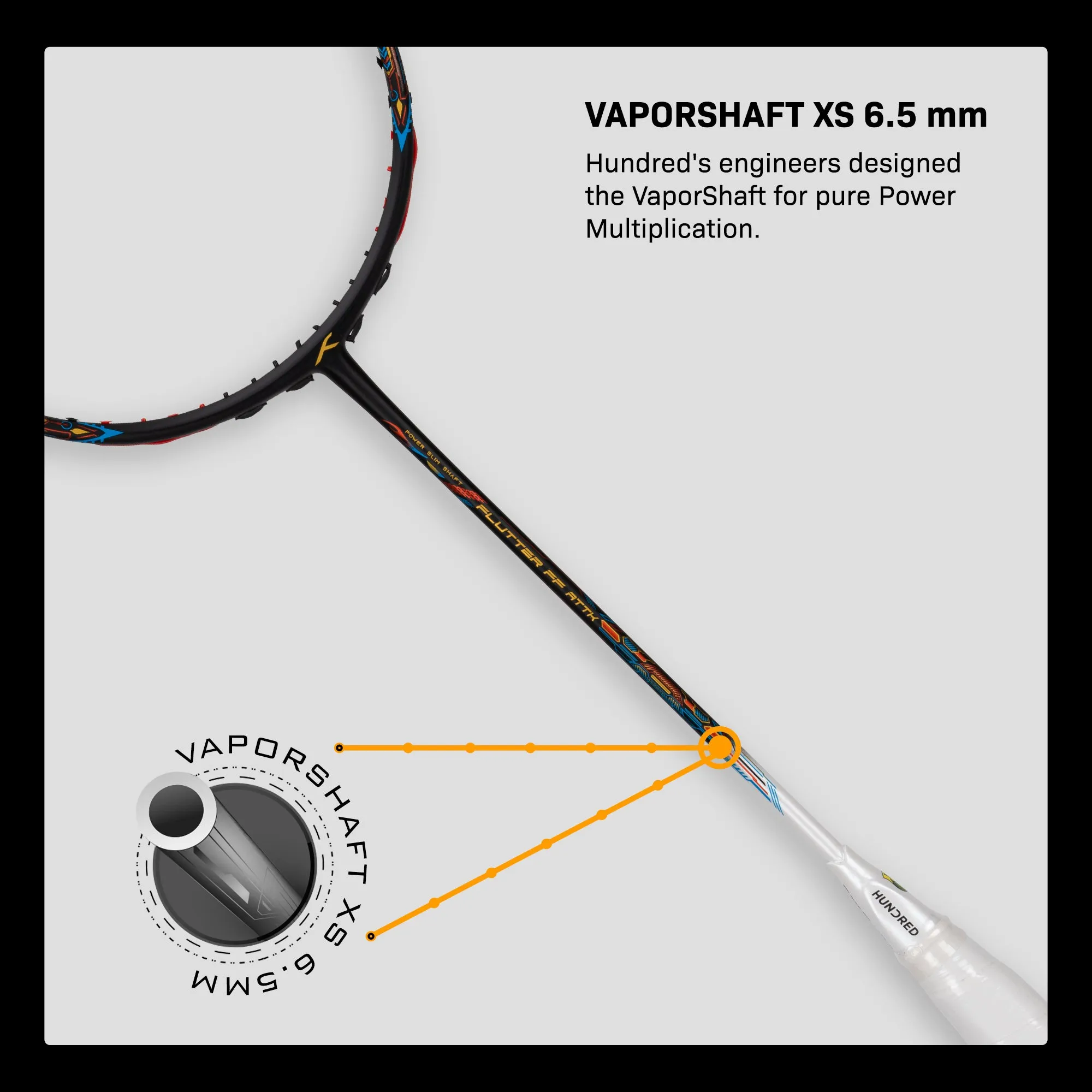 Hundred FLUTTER FF ATTK Strung Badminton Racquet (Black / White)