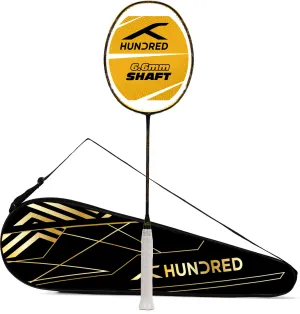 Hundred Flutter S Attk Superior Smash Performance Unstrung Badminton Racquet (Black / Gold)