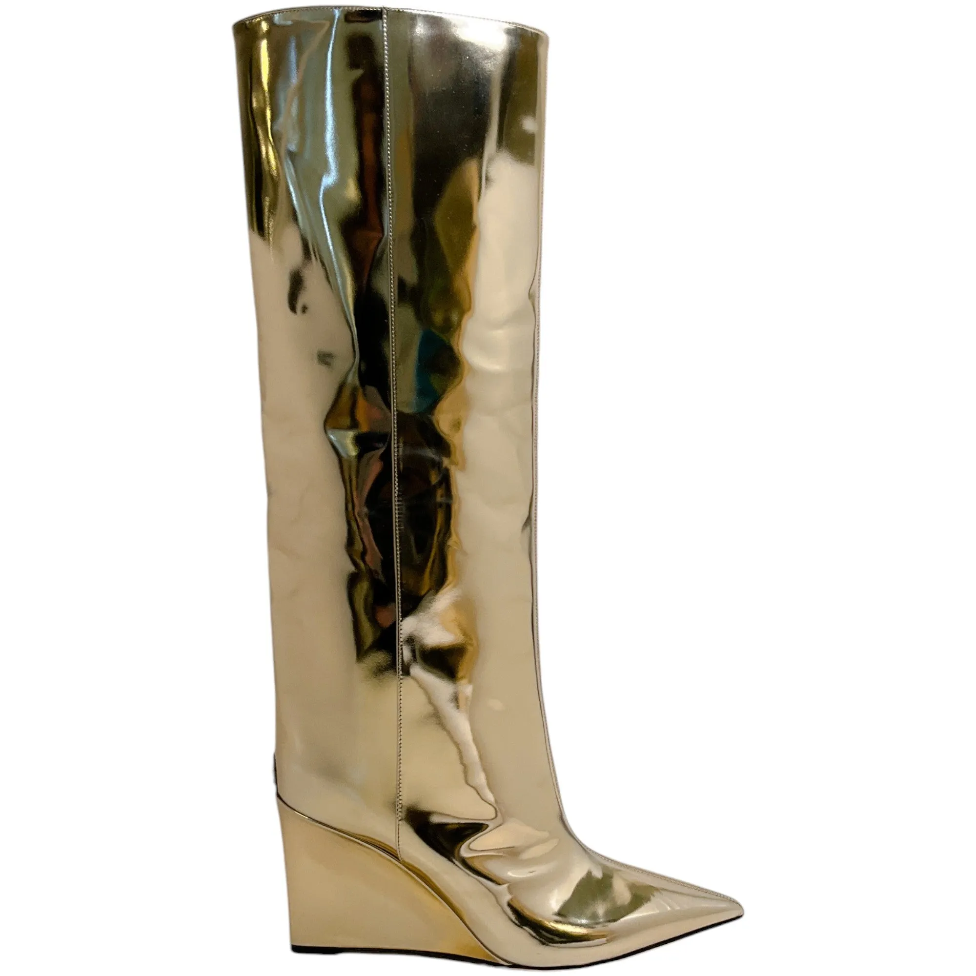 Jimmy Choo Gold Metallic Blake Wedge Boots