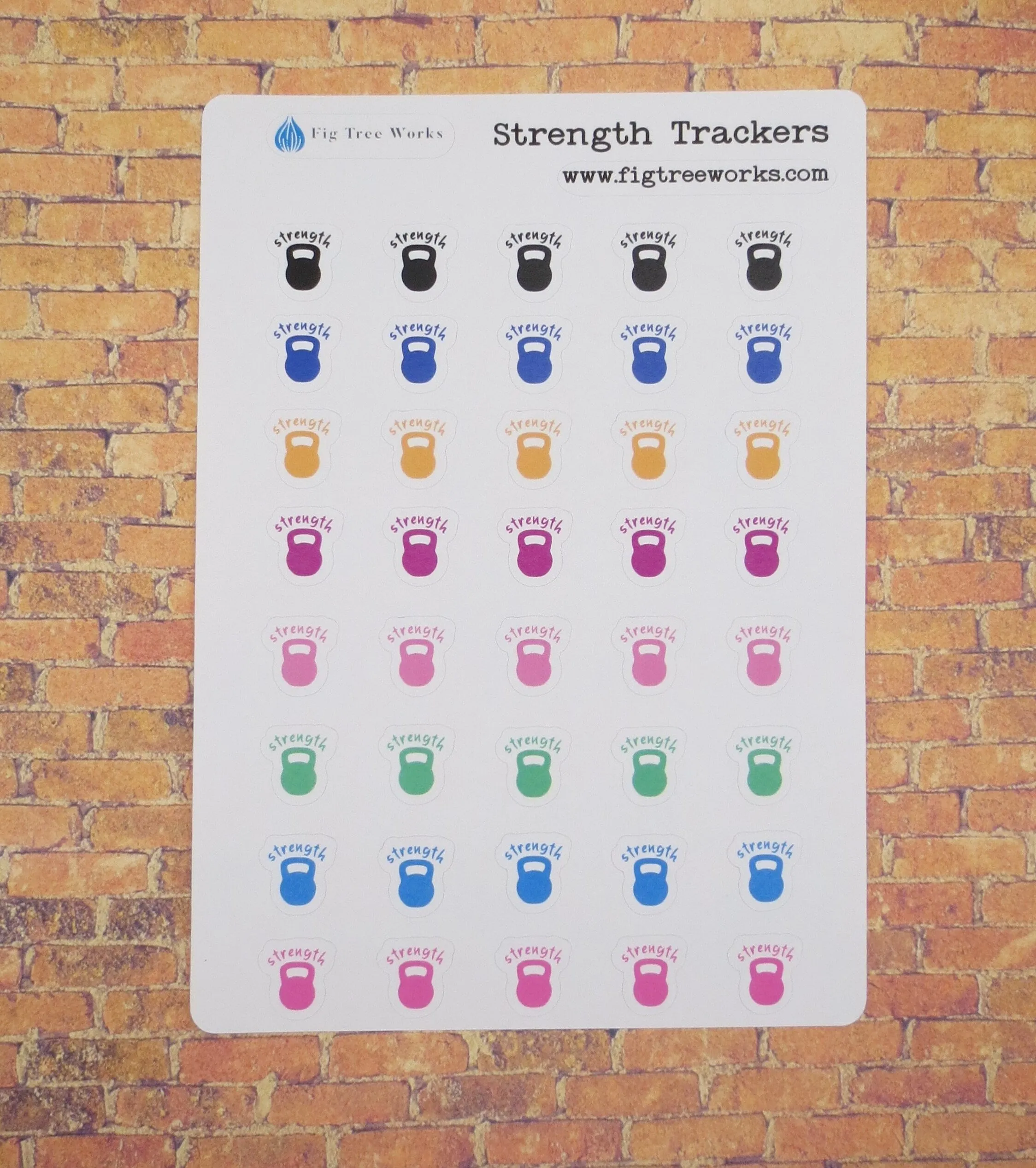 Kettlebell Planner Stickers  | Strength Workout Tracker Sheet, Kiss Cut, Matte Finish