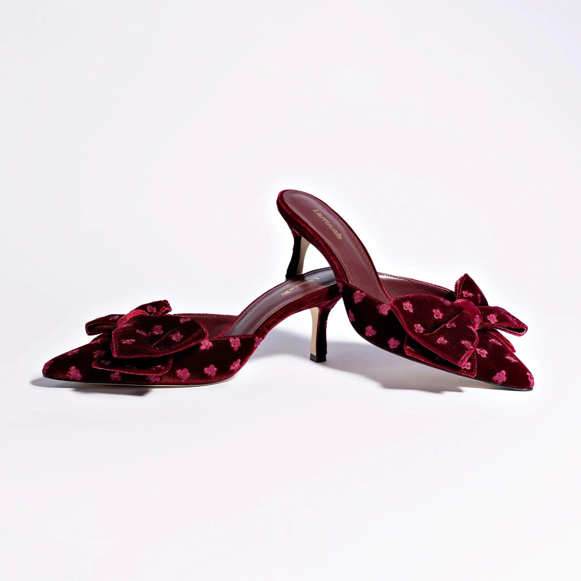 Larroude Mini Elle Pump In Wine Velvet