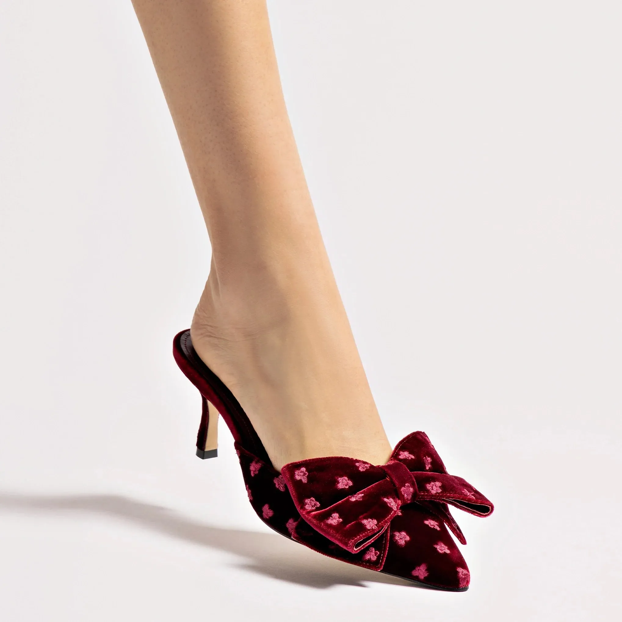 Larroude Mini Elle Pump In Wine Velvet