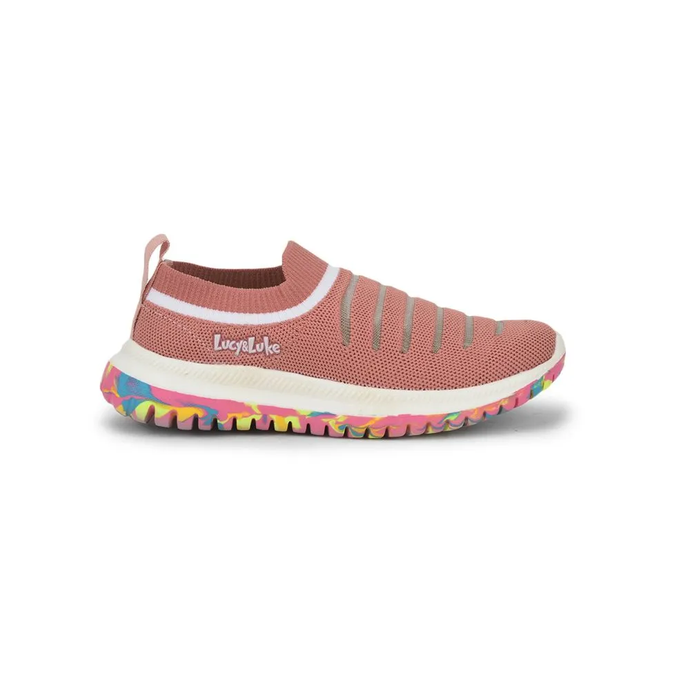 Lucy & Luke (Peach) Sports Non Lacing Shoes For Kids JAMIE-152E By Liberty