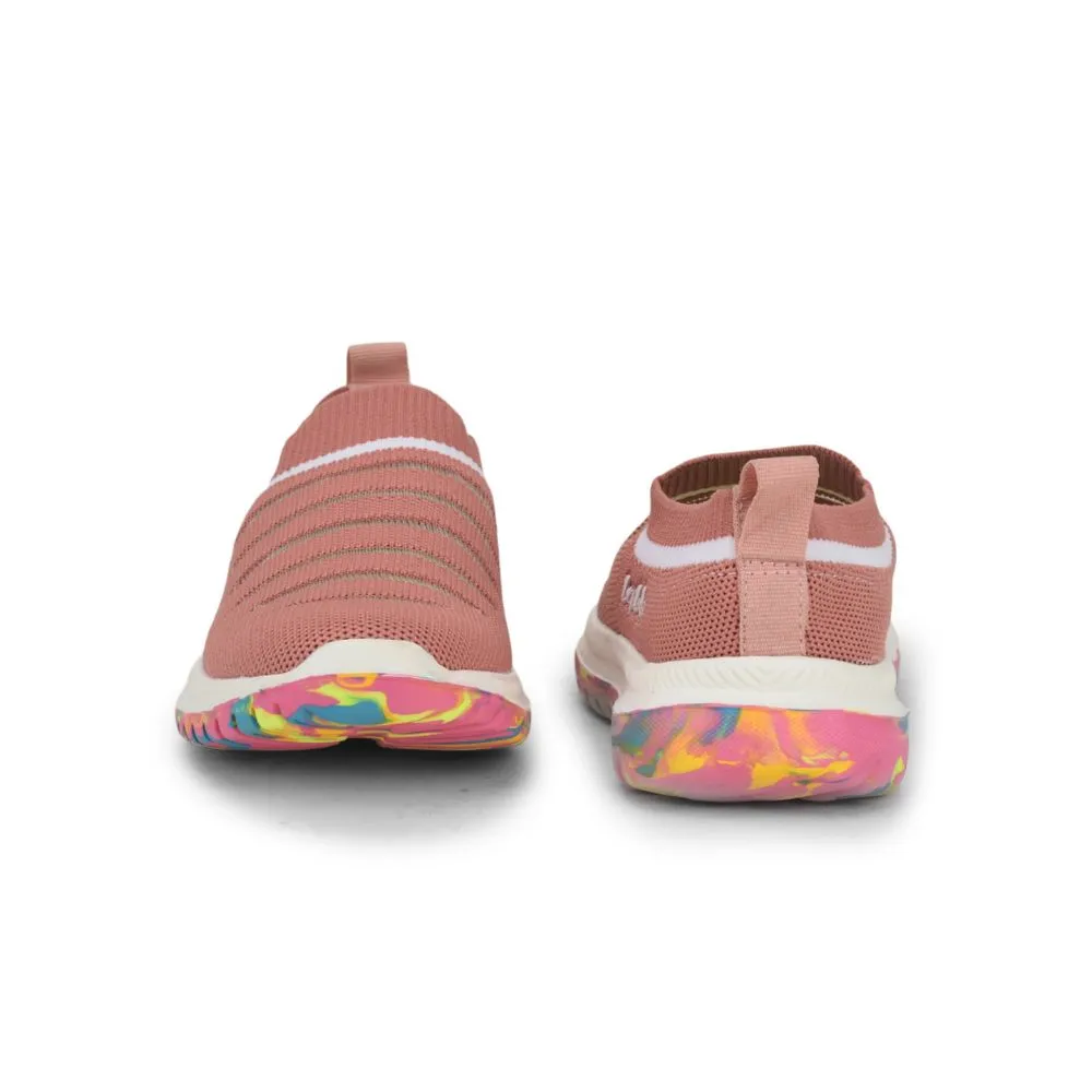 Lucy & Luke (Peach) Sports Non Lacing Shoes For Kids JAMIE-152E By Liberty