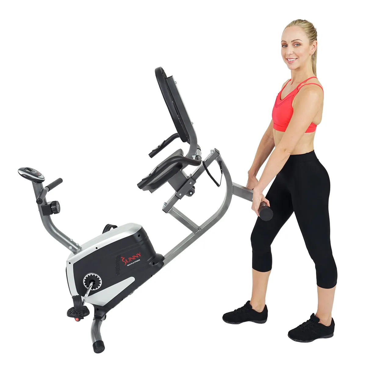 Magnetic Recumbent Exercise Bike, 300 lb Capacity & Adjustable Seat