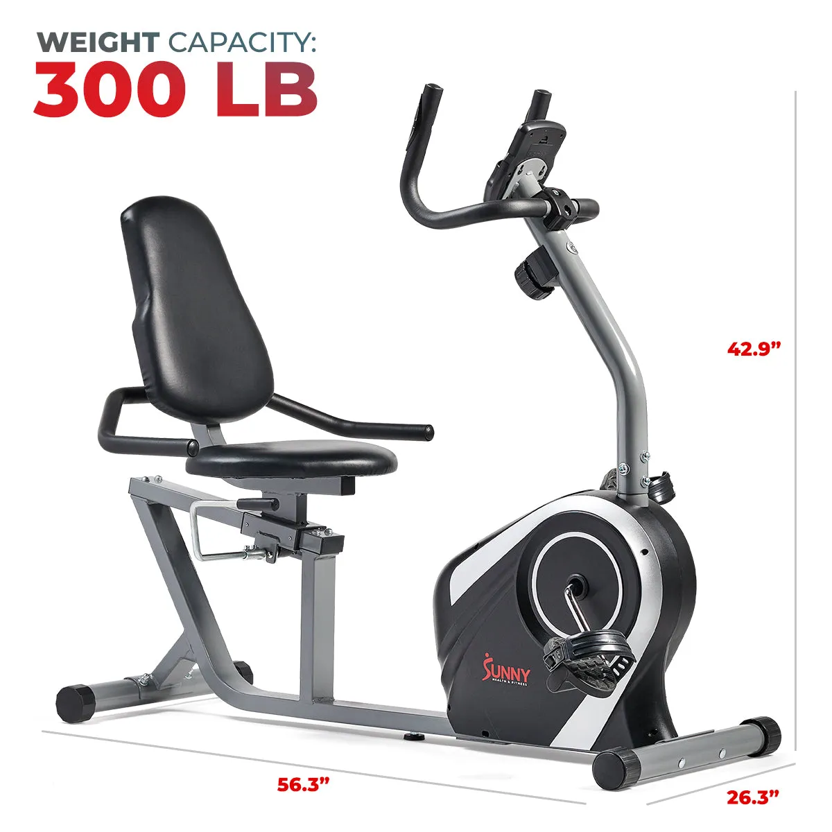 Magnetic Recumbent Exercise Bike with Quick Adjustable Seat , 300 lb Capacity