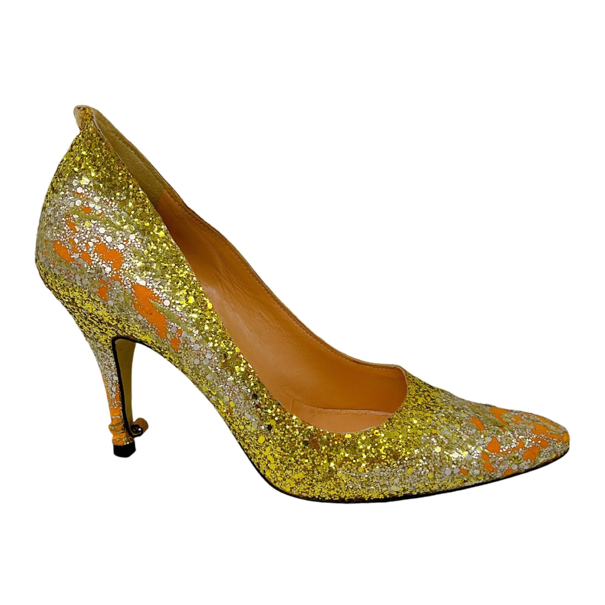 Maison Margiela Gold Metallic Distressed Glitter Pumps