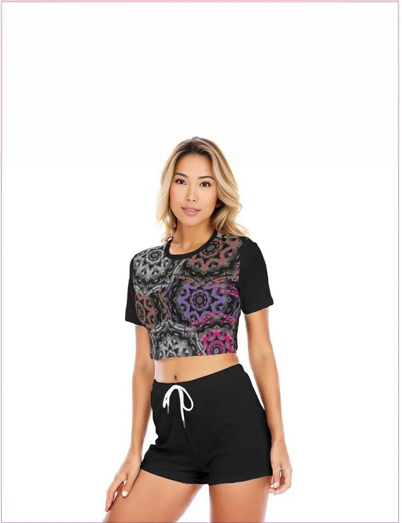 Mandala Graffiti Womens O-neck T-shirt Short Set