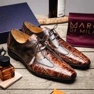 Marco Di Milano Anzio Derby Orix/Brown Alligator And Calfskin Shoes