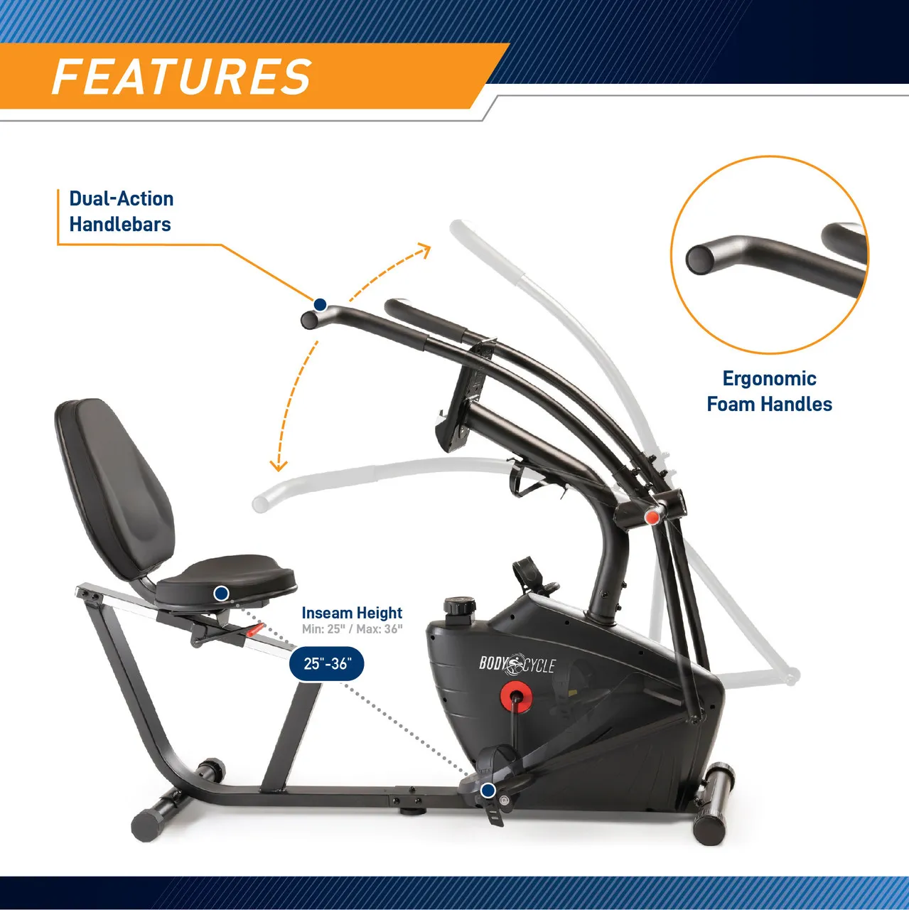 Marcy Body Cycle Dual Action Recumbent Exercise Bike | JX-7301