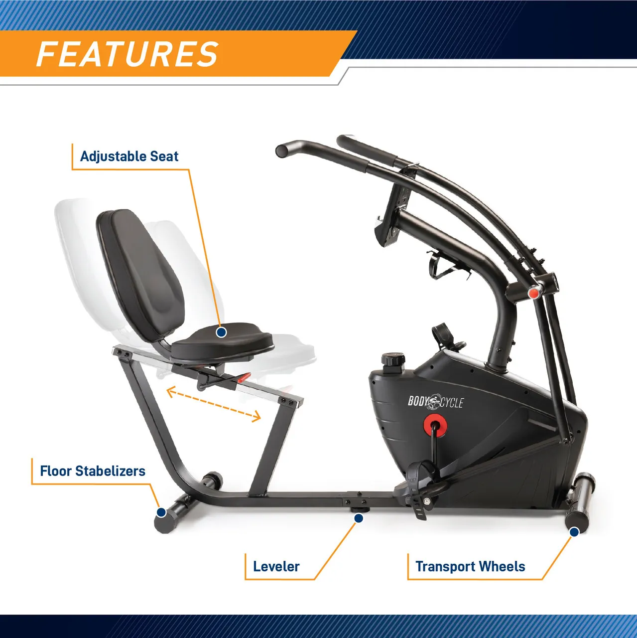 Marcy Body Cycle Dual Action Recumbent Exercise Bike | JX-7301