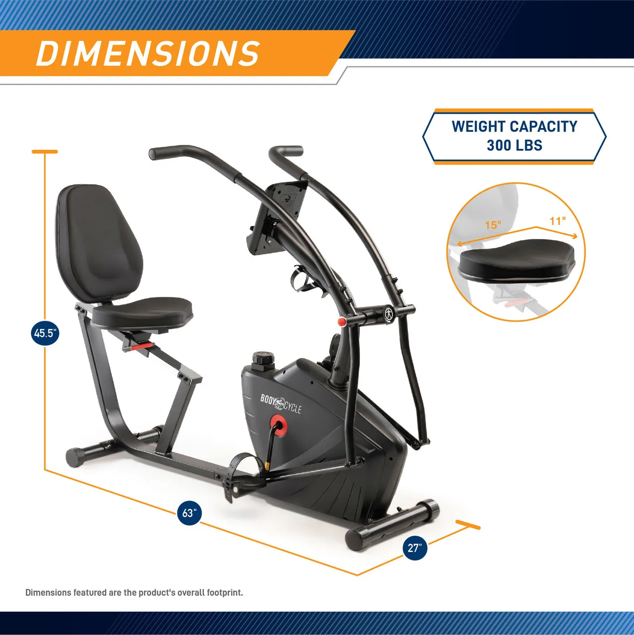 Marcy Body Cycle Dual Action Recumbent Exercise Bike | JX-7301